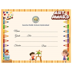 School Art Award Certificate 8.5 × 11 (US Letter) | Use on Laser Printer